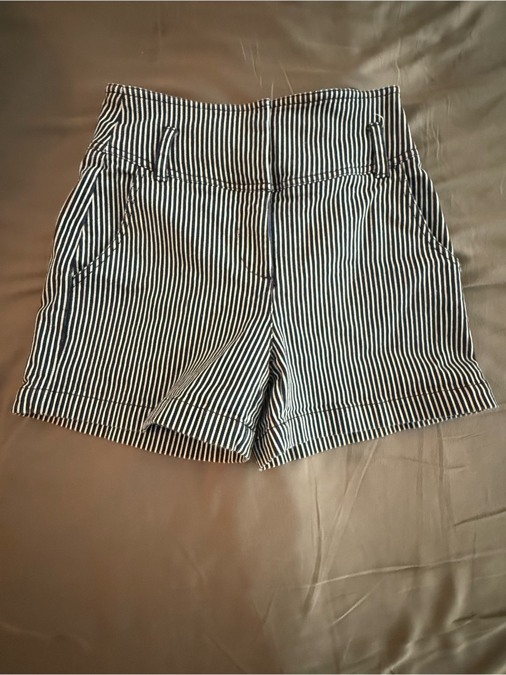 High-Waist Navy and White Stripe Women's Shorts